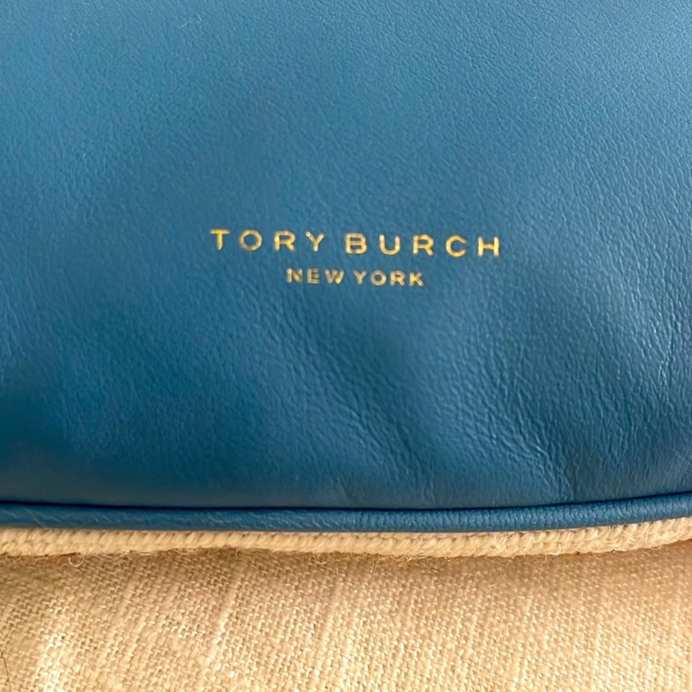 Tory Burch White & Blue Donkey Needlepoint Crossbody Bag - Picture 3 of 3